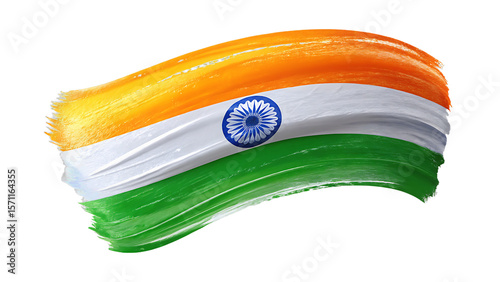 indian flag painted colorful stroke brush 
