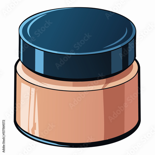 Flat vector illustration of a minimalist cylindrical cosmetic jar viewed from a slightly elevated front angle