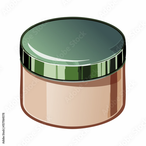 Flat vector illustration of a minimalist cylindrical cosmetic jar viewed from a slightly elevated front angle