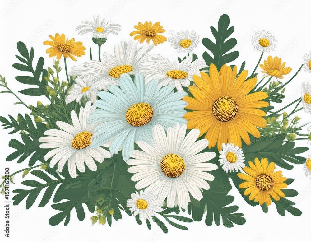 Fototapeta premium daisy flowers cluster isolated on white background