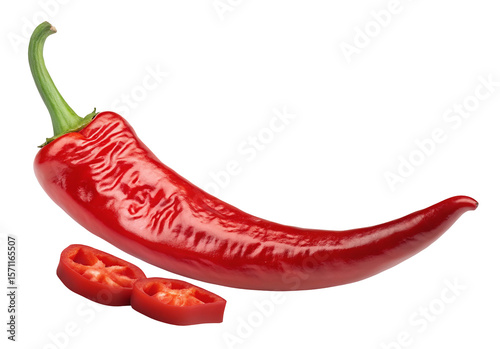 Vibrant red chili pepper closeup on black background illustrating spicy culinary ingredient