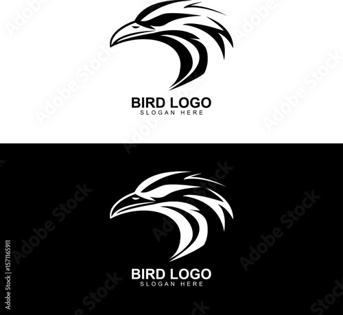 Monochrome Vector Bird Head Logo Design