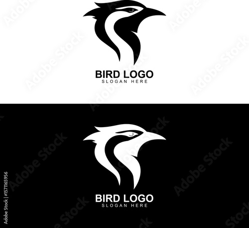 Monochrome Vector Bird Head Logo Design