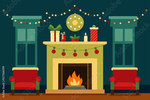 Classic Victorian Living Room Decorated With Christmas