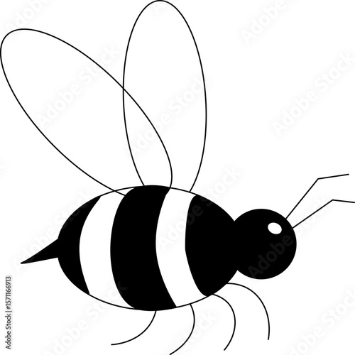 Honey bee isolated. Vector graphic line illustration. drawing for honey products, package, design. Perfect for cards, decorations, stickers, logo, menu, various designs.