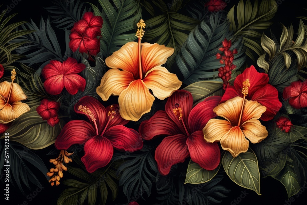 custom made wallpaper toronto digitalBeautiful large flowers on black background