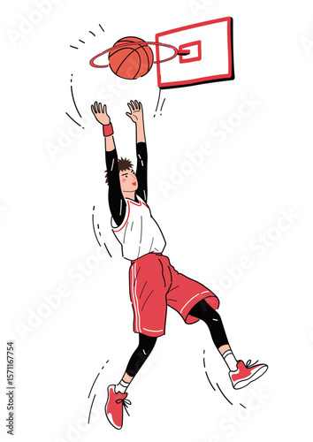 Basketball player's handsome dunk moment