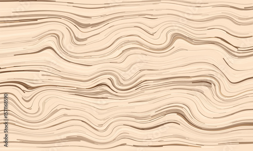 Wooden texture with smooth wavy lines and light brown shades. Imitates natural wood grain with the effect of soft veins and curls.