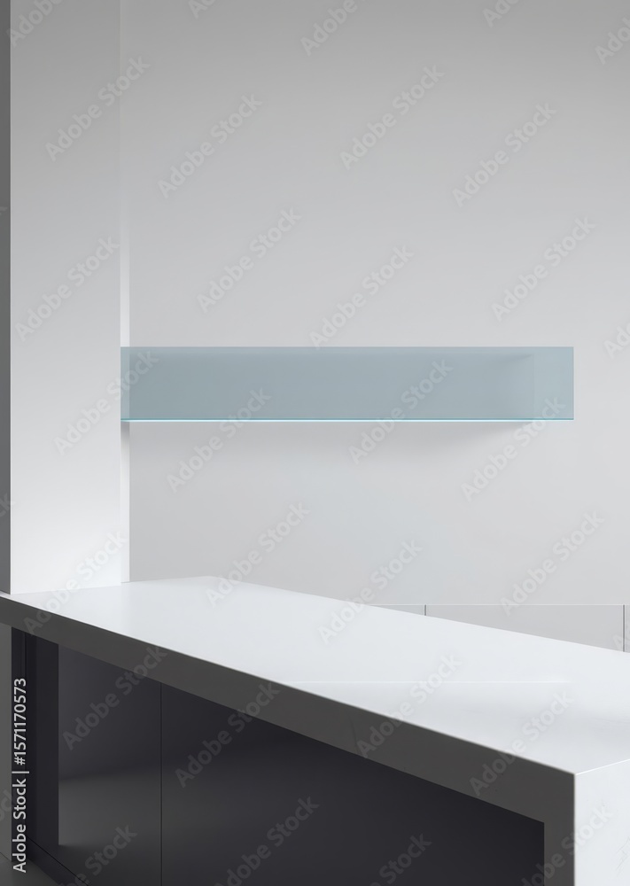 custom made wallpaper toronto digitalClear glass countertop with a bare shelf kitchen counter with spot light on a gray background the surface of the bar desk in front Empty room interior design architecture blank design room