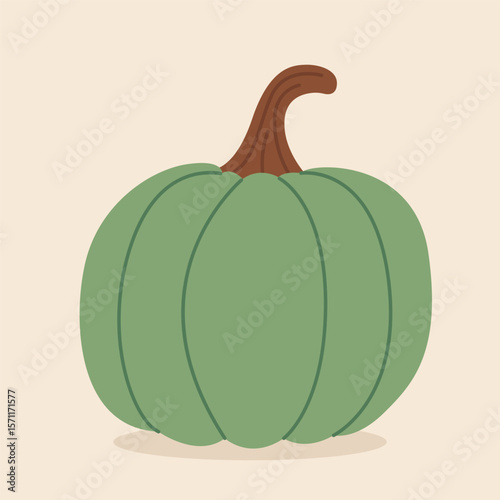 Ripe autumn pumpkin. Hand-drawn. Vector illustration in flat style