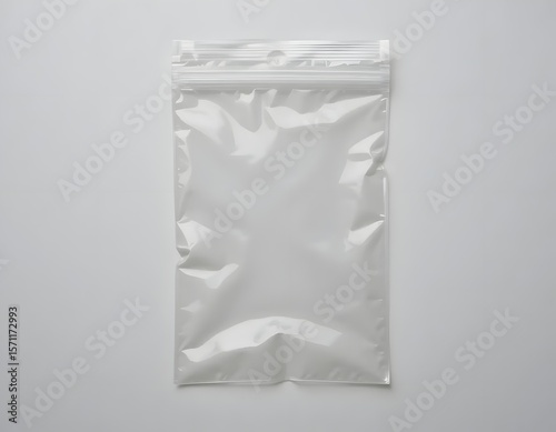 White crumpled paper or plastic bag packaging, isolated and empty