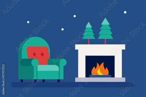 Minimalist Christmas Living Room Scene With A Comfort Chair