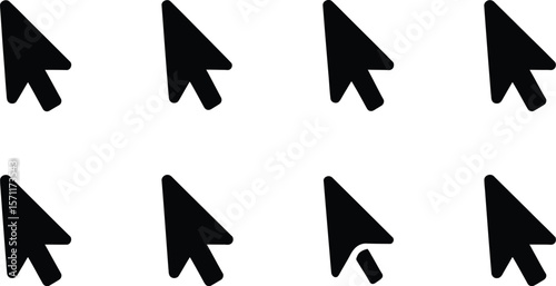 A grid of eight black mouse pointer icons on a white background pattern