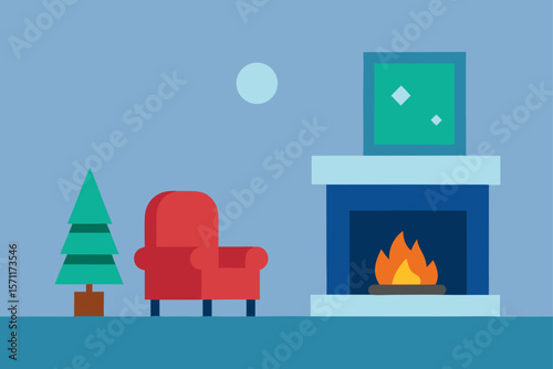 Minimalist Christmas Living Room Scene With A Comfort Chair