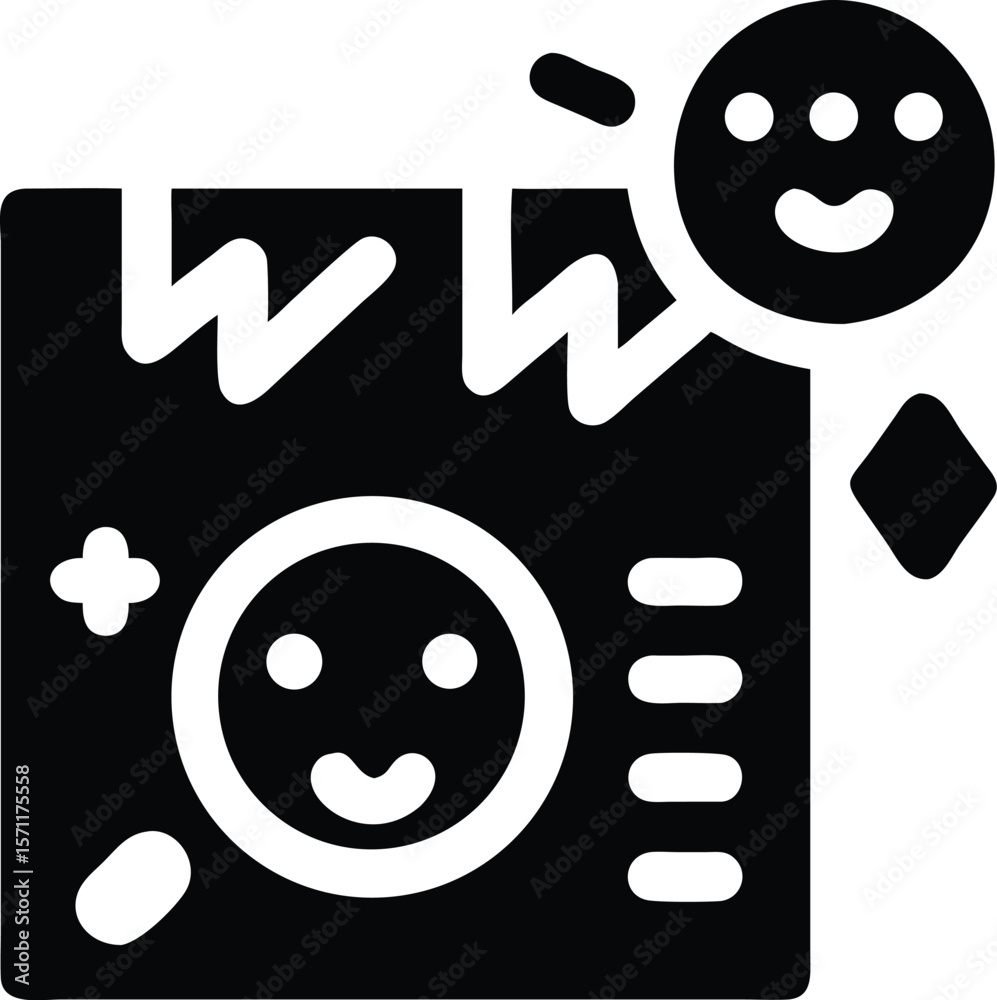 Fototapeta premium Happy character smiling on torn paper icon
