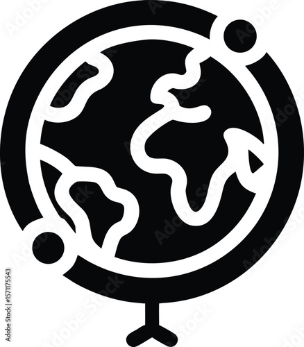 Globe earth icon black and white