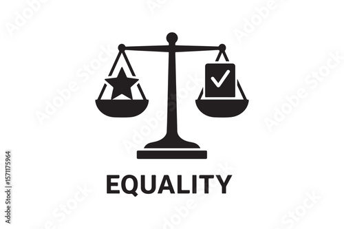 Equality voting scale icon silhouette vector art illustration on white background