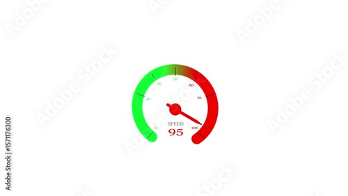Racing Speed Display with Glow Trail, Futuristic Car Dashboard Speedometer, Speed Tracker Animation on Black Screen, UI Speed Meter with Light Effects