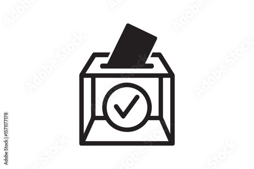 Transparent ballot box icon silhouette vector art illustration on white background
