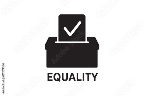 Vote box with checkmark icon silhouette vector art illustration on white background