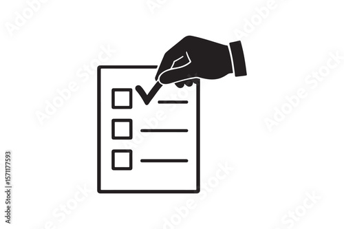 Voting ballot paper silhouette vector art illustration on white background
