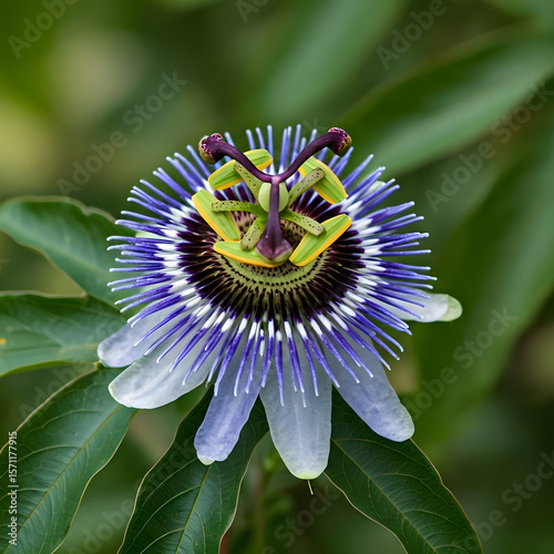Blue Passion Flower image on white background