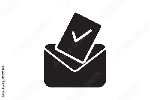 Voting envelope silhouette vector art illustration on white background