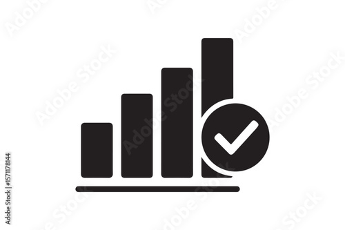 Voting results bar chart icon silhouette vector art illustration on white background