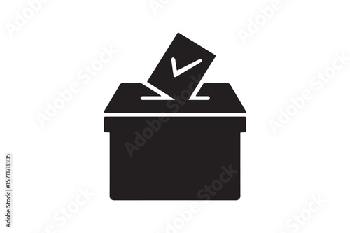 Ballot box icon silhouette vector art illustration on white background