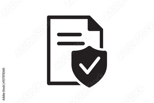 Ballot verification check icon silhouette vector art illustration on white background