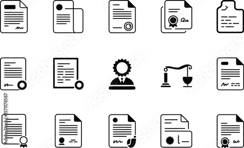 Black document icons for legal and business use