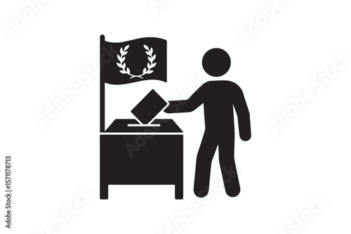 Civic participation icon silhouette vector art illustration on white background