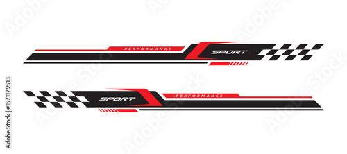 Wrap design for Car vectors. Sports stripes, car stickers black color. racing decals for tuning