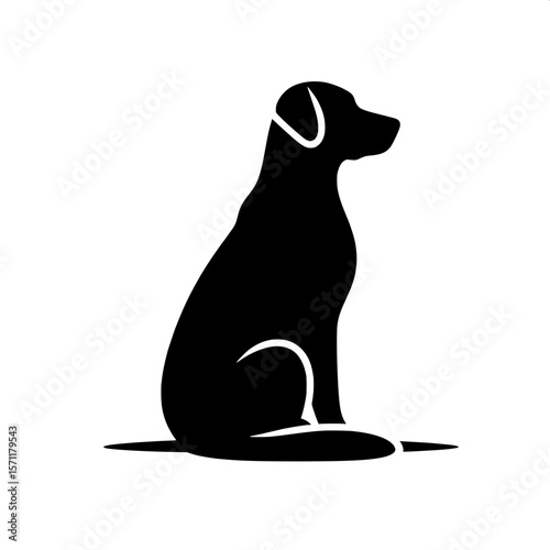 Dog Sitting with Tail Curled