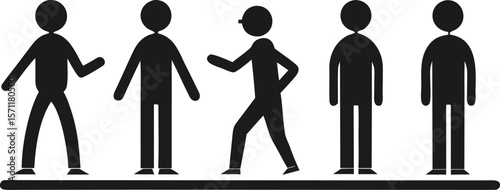 Minimal People Silhouette Icons – Set of 6 Human Figures