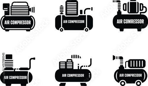 A set of air compressor icons for various uses