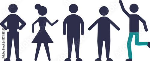 Minimal People Silhouette Icons – Set of 6 Human Figures