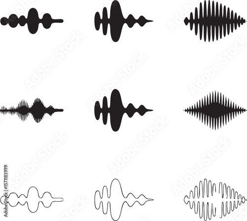 Audio spectrum waveform vector illustration a minimalistic icon set for music applications and sound analysis technology visualization with varying frequencies and amplitudes
