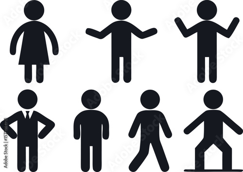 Minimal People Silhouette Icons – Set of 6 Human Figures