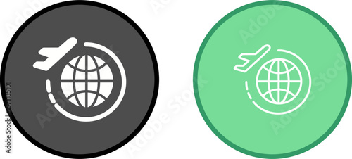 Round Travel Flights Vector Icon