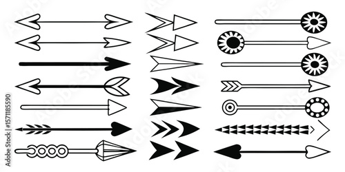 Large Set of Black Arrow Icons