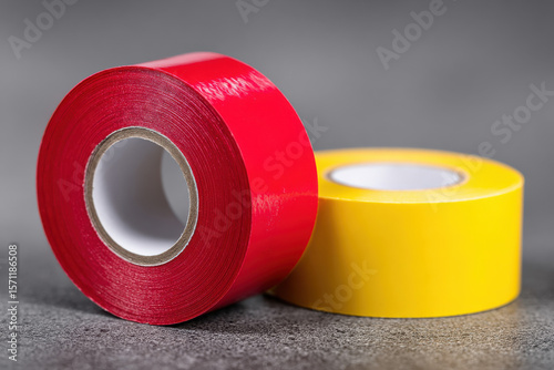One red colour tapes rolling out faster then the other yellow colour tape