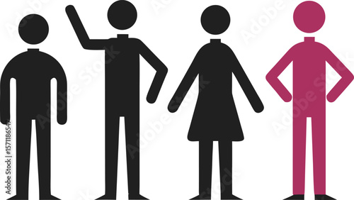 Minimal People Silhouette Icons – Set of 6 Human Figures