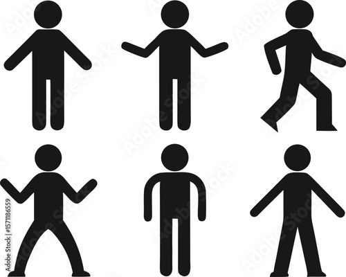 Minimal People Silhouette Icons – Set of 6 Human Figures