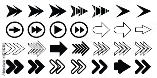 Comprehensive collection of black arrow icons a mega set featuring various directional arrows suitable for web design user interface elements and graphic design projects requiring