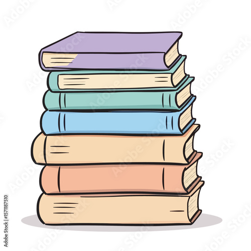 Cartoon Stack of Books - Education & Learning Concept