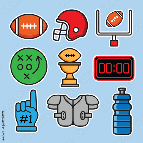 football vector color icon set