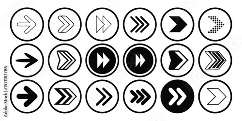 Extensive collection of black arrow icons offering a diverse range of directional symbols for web design user interface elements navigation and graphic projects suitable for