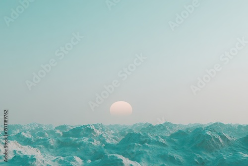 Serene Sunrise Over Calm Ocean Waves with Soft Sky