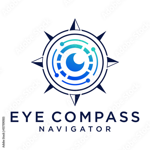 Eye compass vector logo design abstract, technology navigator